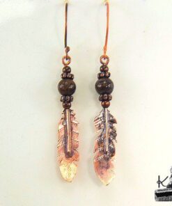 Boucles d'oreille Ozalee en cuivre et bronzite