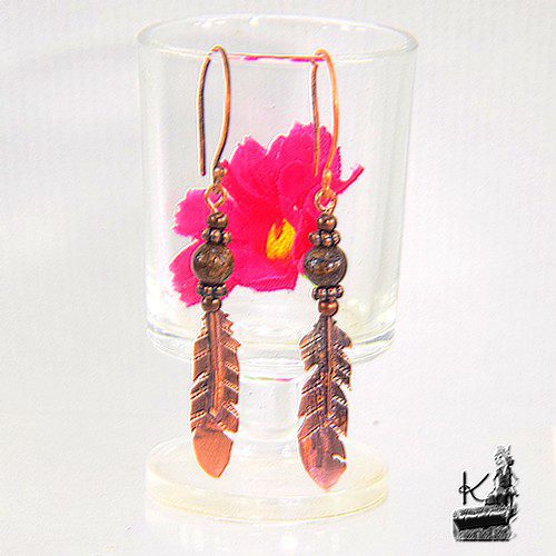 Boucles d'oreille Ozalee - cuivre et bronzite – Image 3