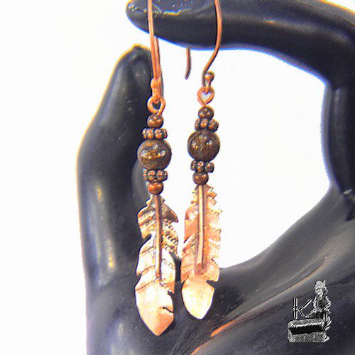 Boucles d'oreille Ozalee - cuivre et bronzite – Image 4