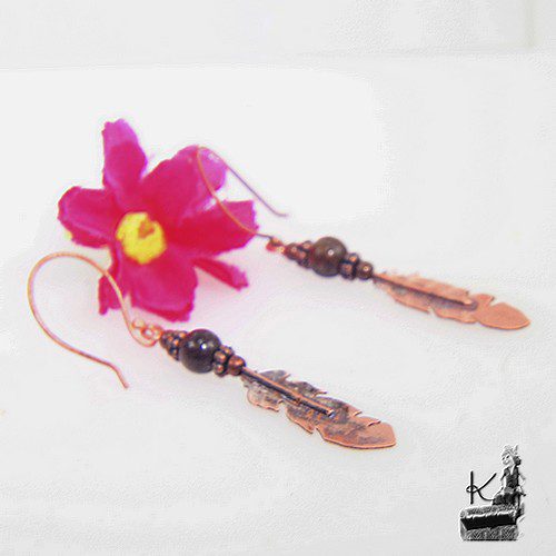 Boucles d'oreille Ozalee - cuivre et bronzite – Image 5