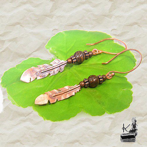 Boucles d'oreille Ozalee - cuivre et bronzite – Image 6