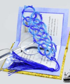 Marque pages en dentelle frivolité bleu dégradé