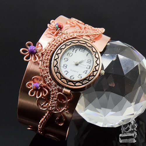 Bracelet Montre en cuivre Freesia - pièce unique – Image 4