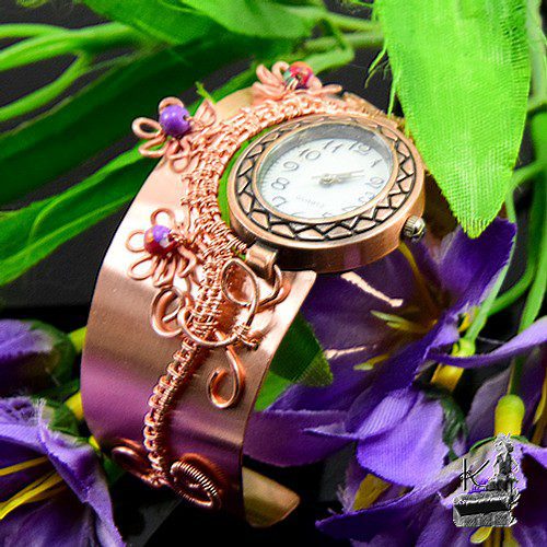 Bracelet Montre en cuivre Freesia - pièce unique – Image 5