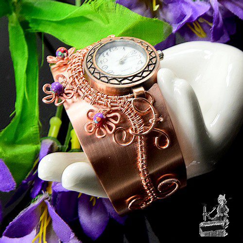 Bracelet Montre en cuivre Freesia - pièce unique – Image 6