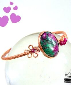 Bracelet jonc Donoma avec rubis sur fuchsite