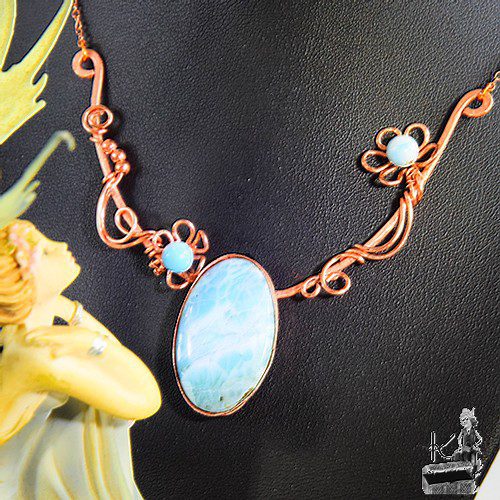 Réservé : Collier Ononis - cuivre et larimar – Image 6