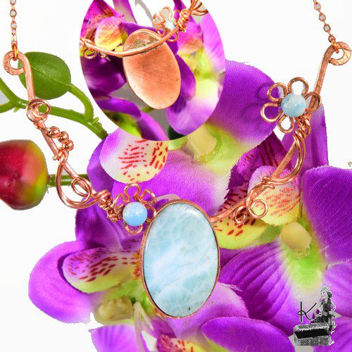 Réservé : Collier Ononis - cuivre et larimar – Image 5