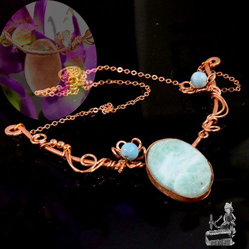 Réservé : Collier Ononis - cuivre et larimar – Image 4