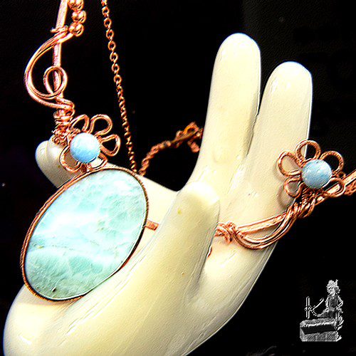 Réservé : Collier Ononis - cuivre et larimar – Image 3