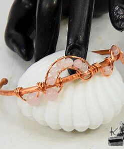 Bracelet jonc Elluril en cuivre avec quartz rose