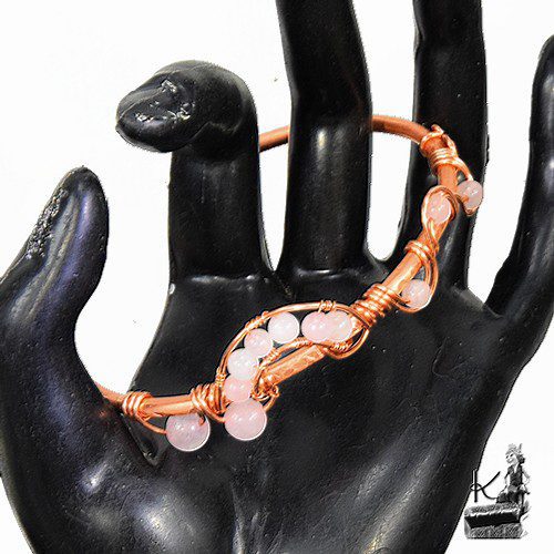 Bracelet Jonc Elluril - cuivre naturel et quartz rose – Image 8