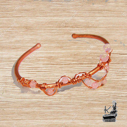 Bracelet Jonc Elluril - cuivre naturel et quartz rose – Image 7
