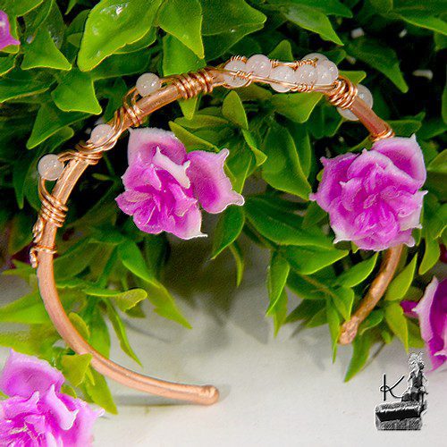 Bracelet Jonc Elluril - cuivre naturel et quartz rose – Image 6