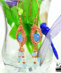 Boucles d'oreille Nyle en cuivre et aigue-marine
