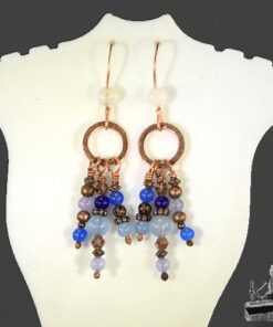 Boucles d'oreille en jade et aigue-marine Riwas