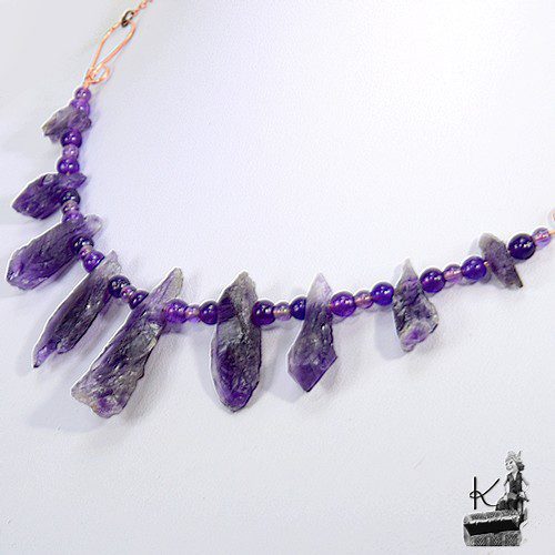 Collier nacine en cuivre et améthyste