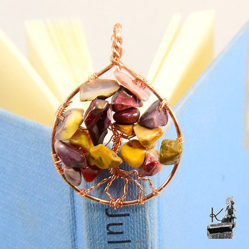 Réservé : Marque-pages en cuivre avec arbre de vie en mookaite Halona – Image 3