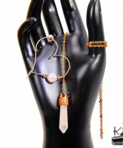 Collier lasso Scota en cuivre et quartz rose