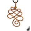 Pendentif Unalome artisanal en fil de cuivre naturel tressé à la main, orné d'une perle en cuivre. Bijou spirituel symbolisant le chemin vers l'éveil et l'illumination, style amulette ésotérique.