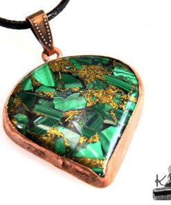 Pendentif Sora en malachite cuire