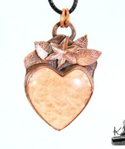 Pendentif Papina en amazonite pêche et cuivre