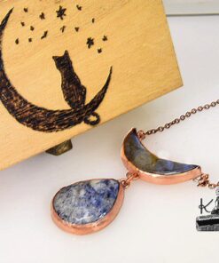 Trésor-box chat Moa avec labradorite et dumortierite