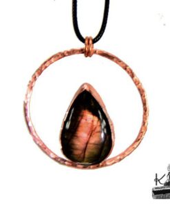 Pendentif Caron en labradorite et cuivre