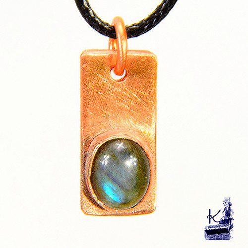 Pendentif Shasel en cuivre et labradorite