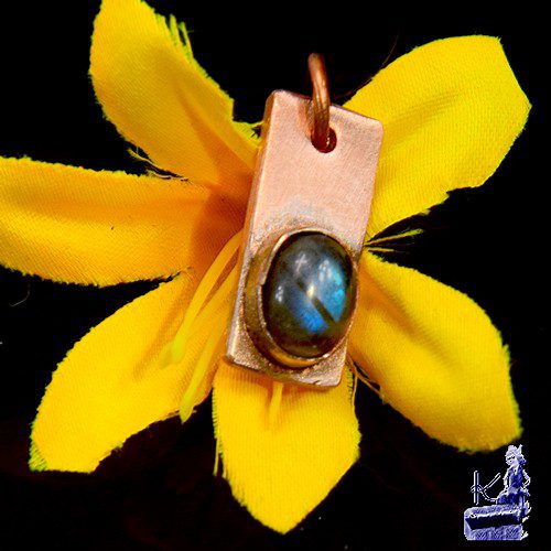 Pendentif Shasel - labradorite serti cuivre – Image 5