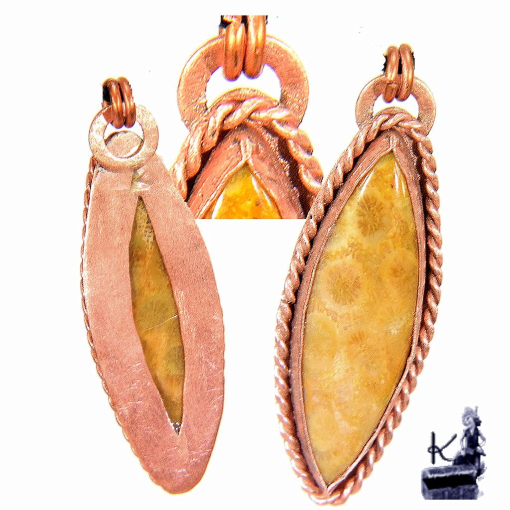 Pendentif Betris - Fossile corail sertie cuivre – Image 6