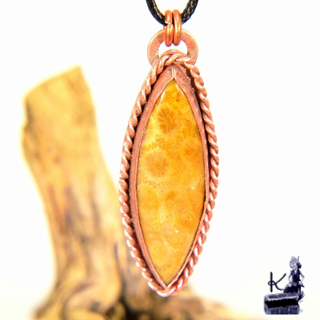 Pendentif Betris - Fossile corail sertie cuivre – Image 5