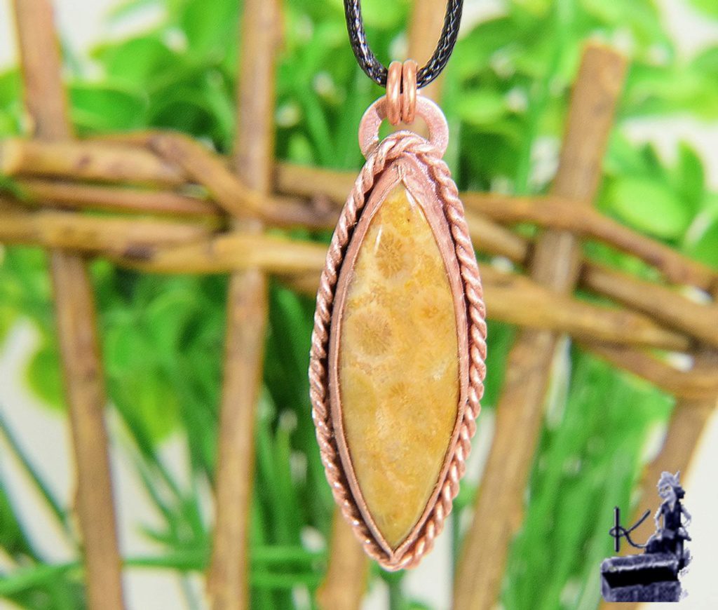 Pendentif Betris - Fossile corail sertie cuivre – Image 3