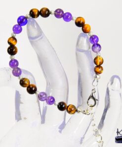 Bracelet Osheen en amethyste et oeil de tigre