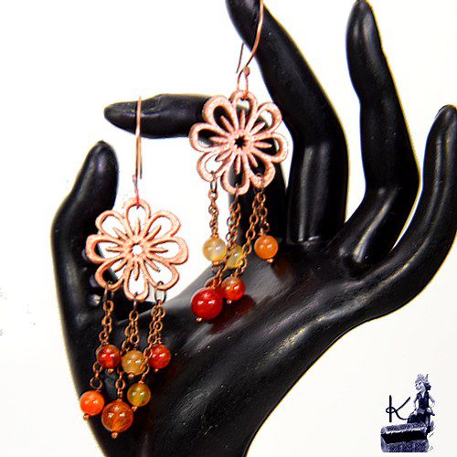 Boucles d'oreille Fursy - cuivre et cornaline – Image 6