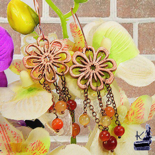 Boucles d'oreille Fursy - cuivre et cornaline – Image 5