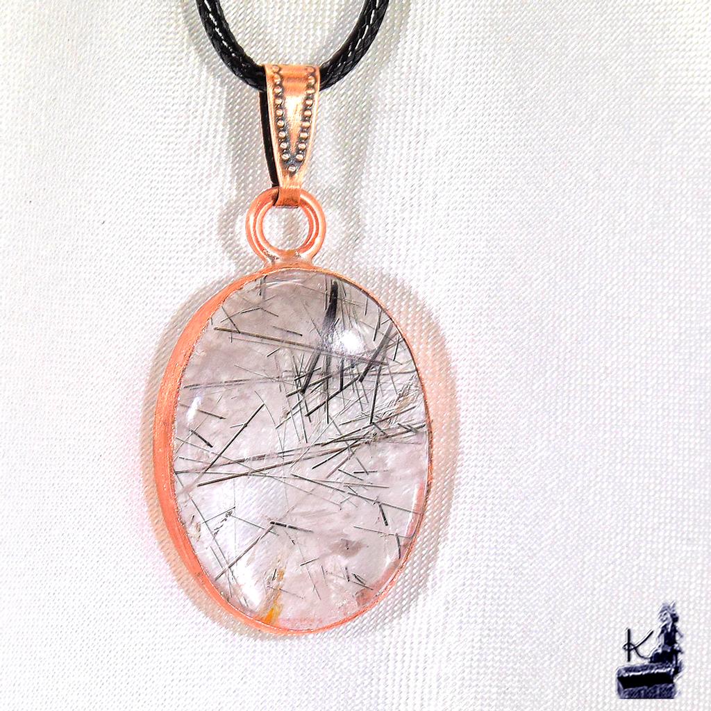 Pendentif Jana en cuivre avec quartz rutile