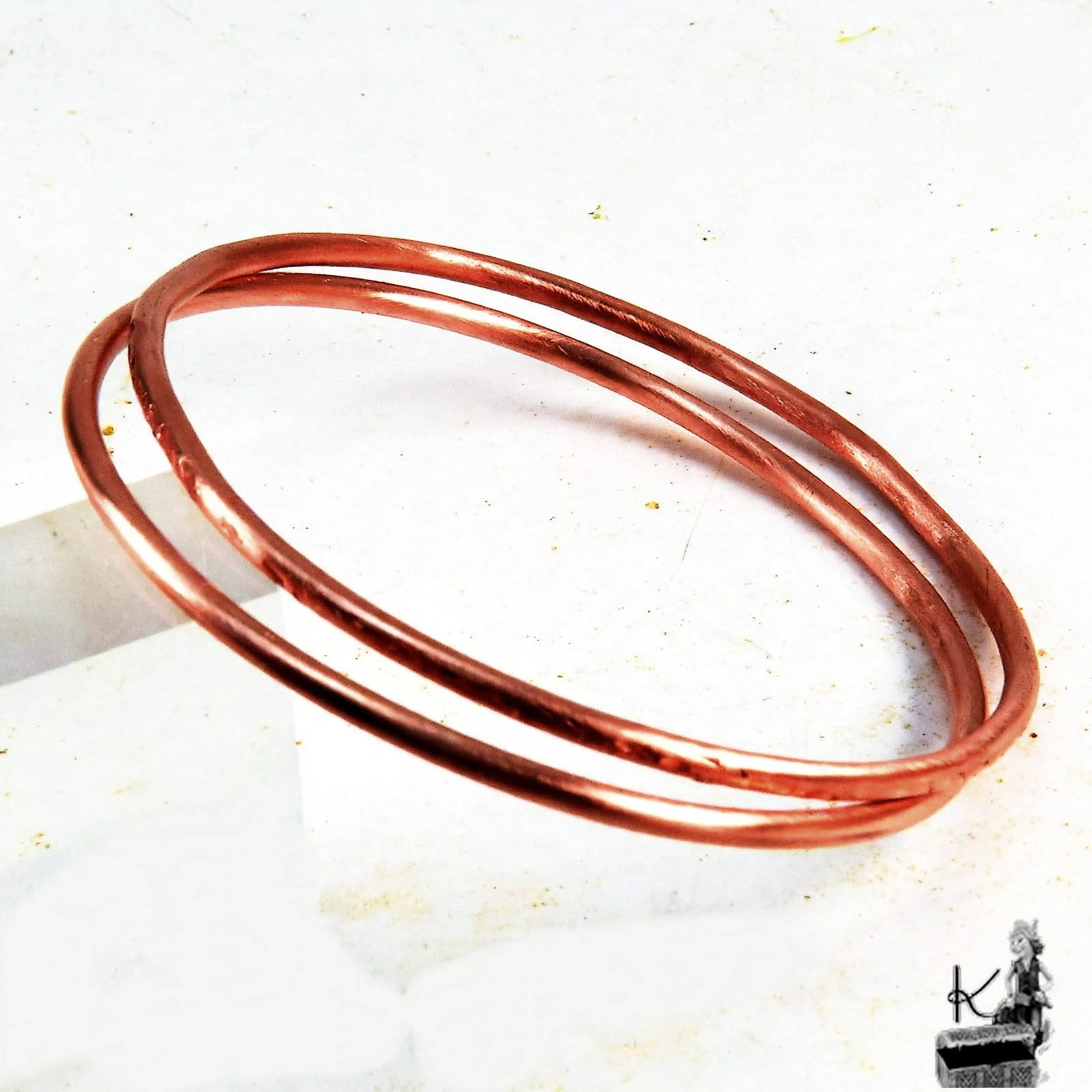lot de 2 bracelets jonc en cuivre naturel