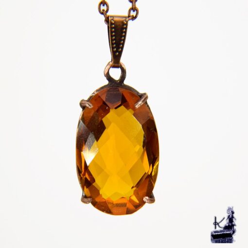 Pendentif Kioni en cuivre naturel et citrine taillée