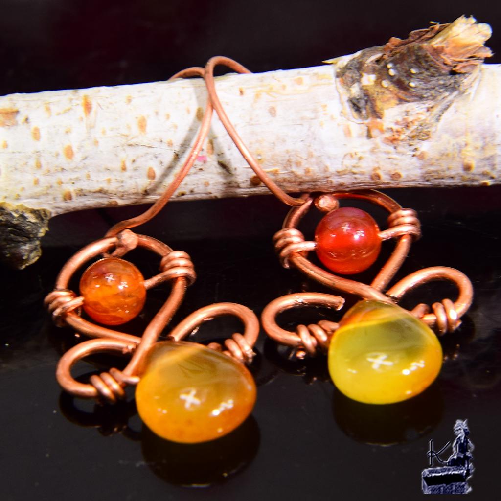 Boucles d'oreille Zinnia - cuivre et cornaline – Image 5