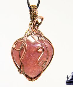Pendentif Asta en quartz fraise wire wrapped