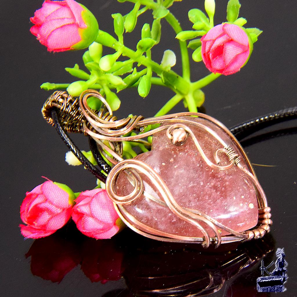 Pendentif Asta - quartz fraise wire wrapped – Image 3