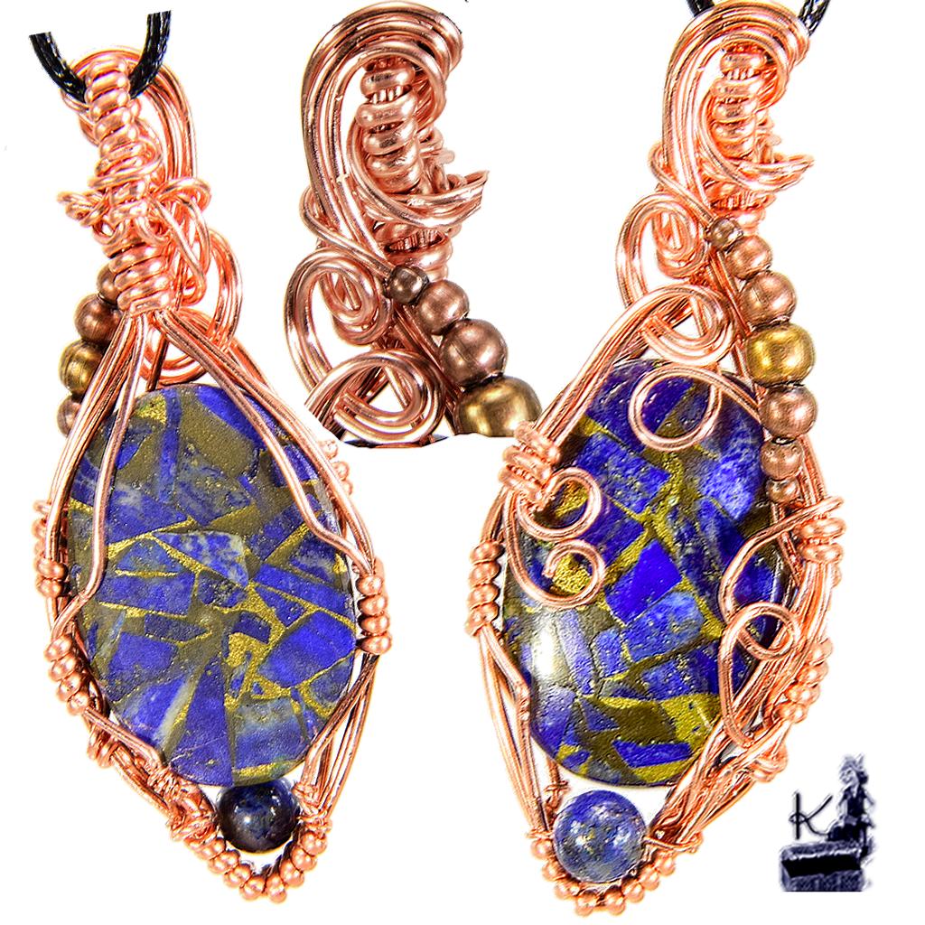 Réservé : Pendentif Tali - lapis lazuli cuivre wire wrapped – Image 5