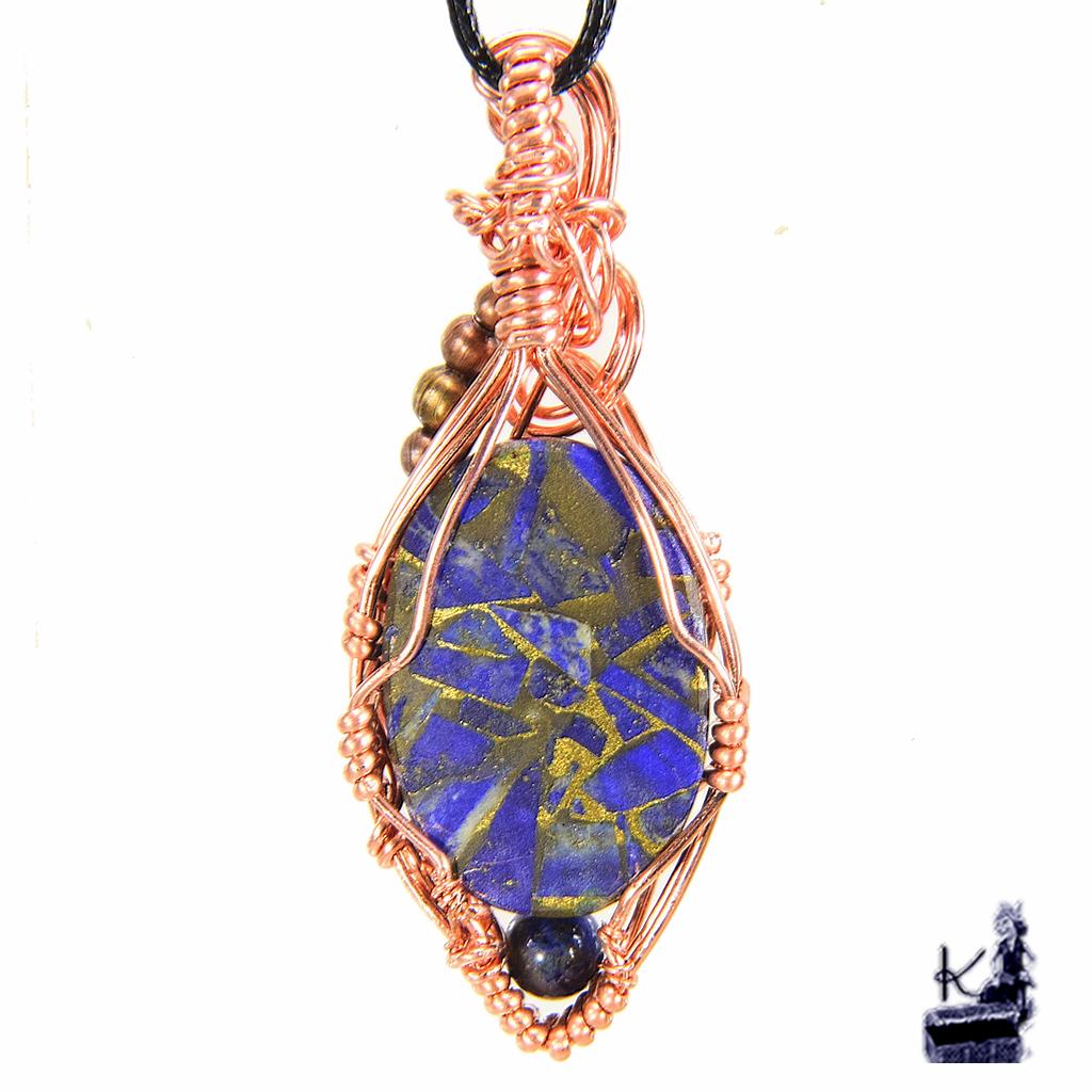 Réservé : Pendentif Tali - lapis lazuli cuivre wire wrapped – Image 4
