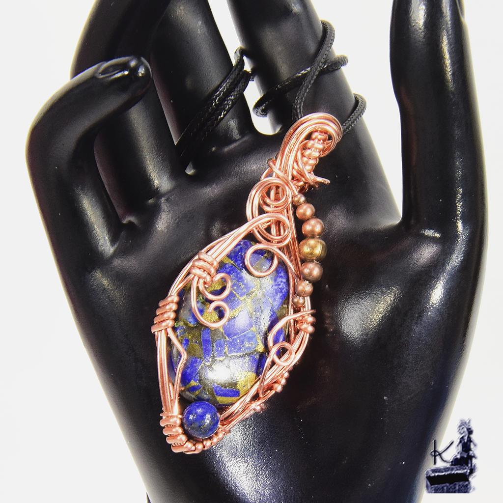 Réservé : Pendentif Tali - lapis lazuli cuivre wire wrapped – Image 2