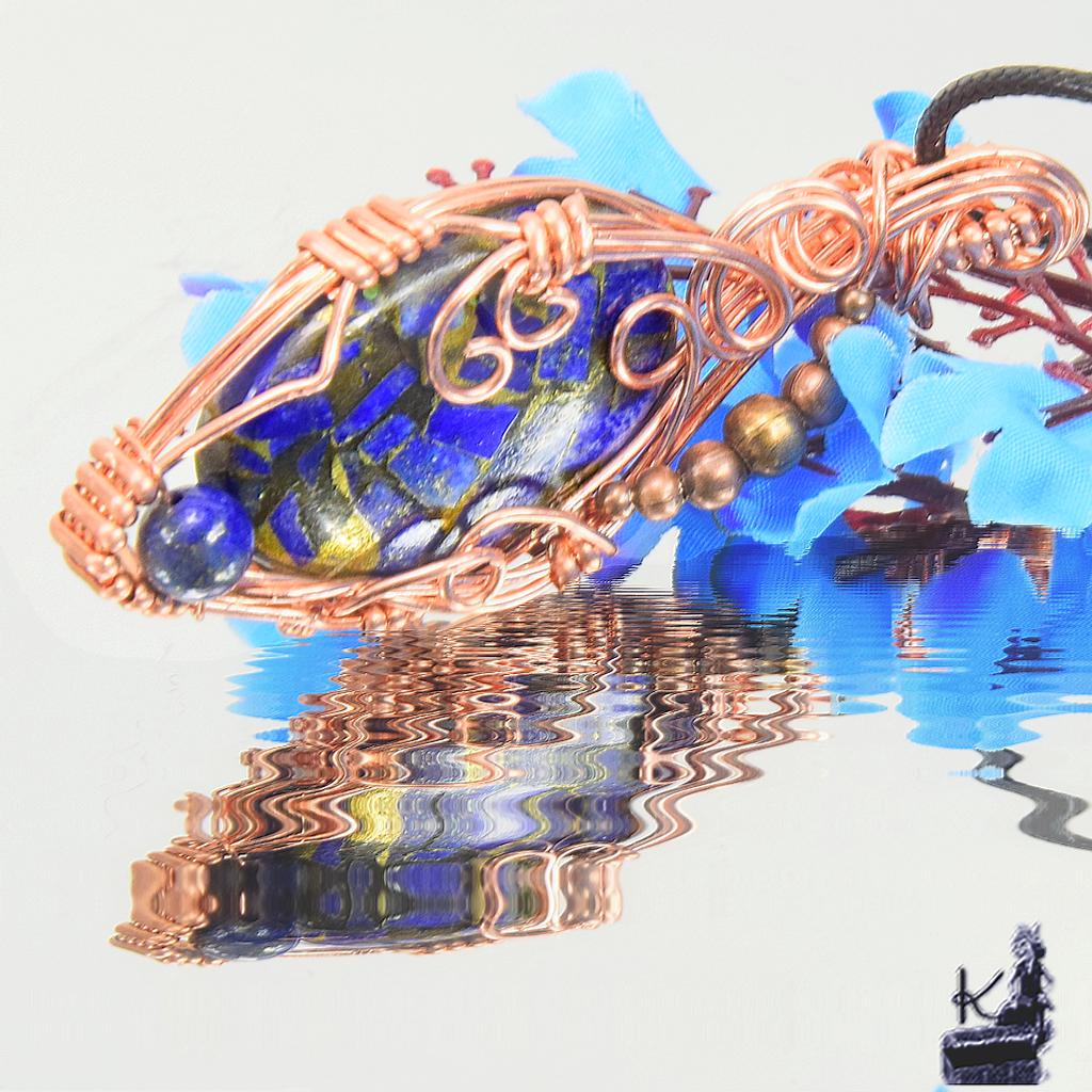 Réservé : Pendentif Tali - lapis lazuli cuivre wire wrapped – Image 6