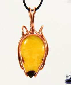 Pendentif Leif - septaria wire wrapped avec du fil de cuivre naturel