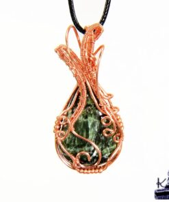 Pendentif Bisty - seraphinite wire wrapped en cuivre naturel