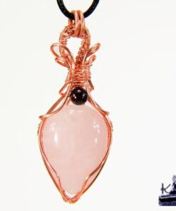 Pendentif resba en cuivre avec son quartz rose