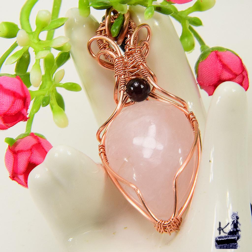 Pendentif Resba - quartz rose wire wrapped – Image 3